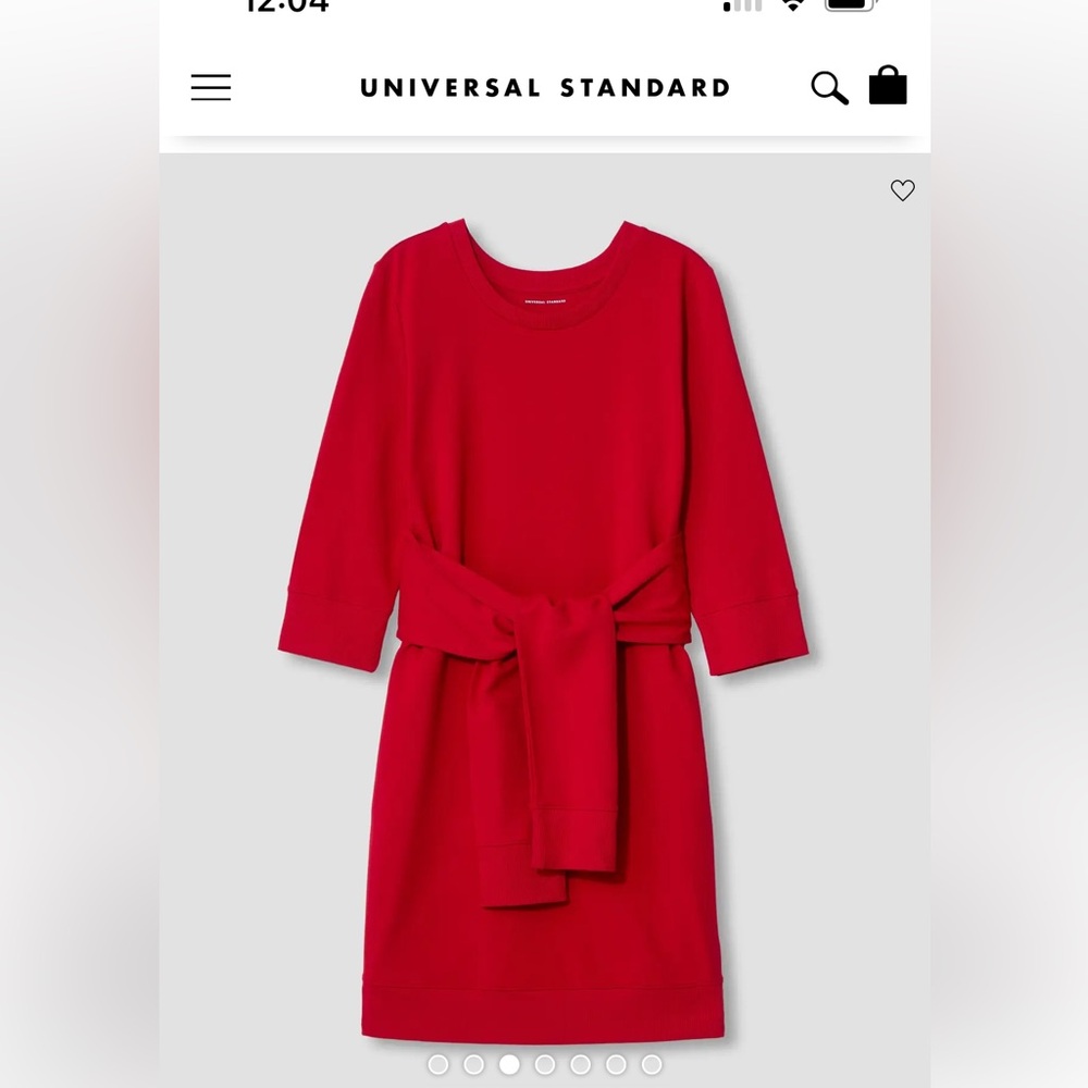 Universal Standard red light terry dress with waist tie - size 6/2xs